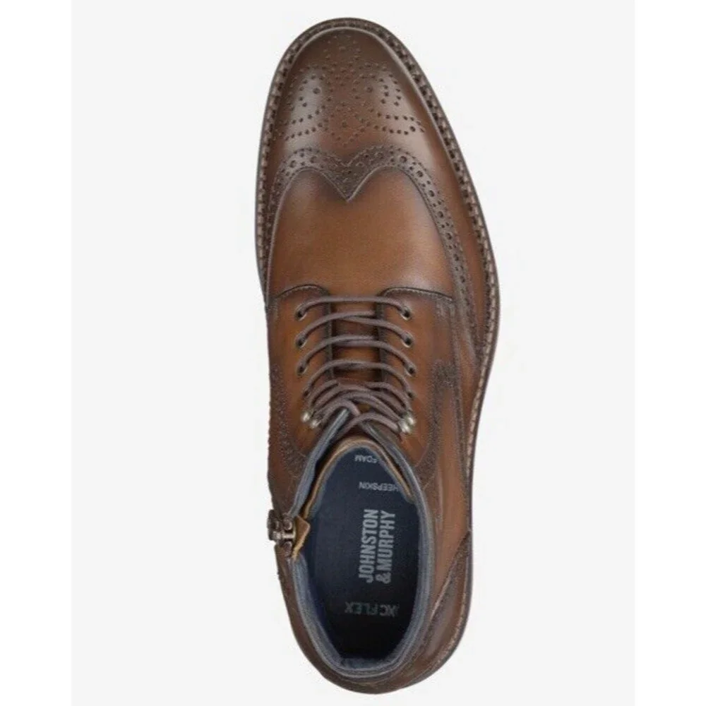 New Johnston & Murphy XC Flex Connelly Wingtip Boot Brown Leather Men Sz 8 Eu 41
